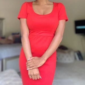 Red Midi Work Dress